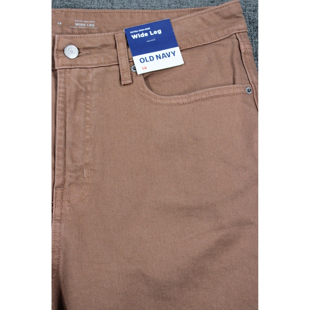 Old Navy Extra High-Rise Wide Leg Pants Brown Clay Raw Hem Secret-Slim Size 14 - Picture 4 of 11